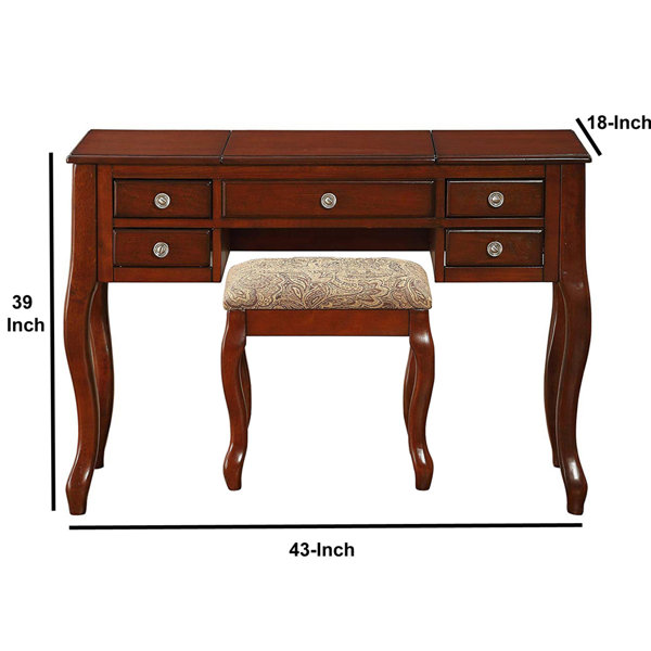 Lark Manor Muthanna 43'' Wide Solid Wood Vanity Set with Stool and